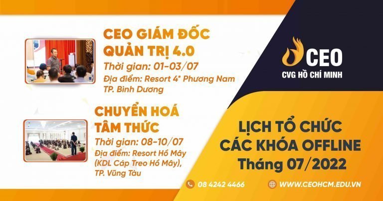 Lịch tổ chức các khóa Offline Tháng 7/2022
