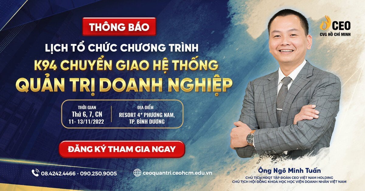 Thông báo lịch tổ chức chương trình Chuyển giao Hệ thống Quản trị Doanh nghiệp Khóa K94
